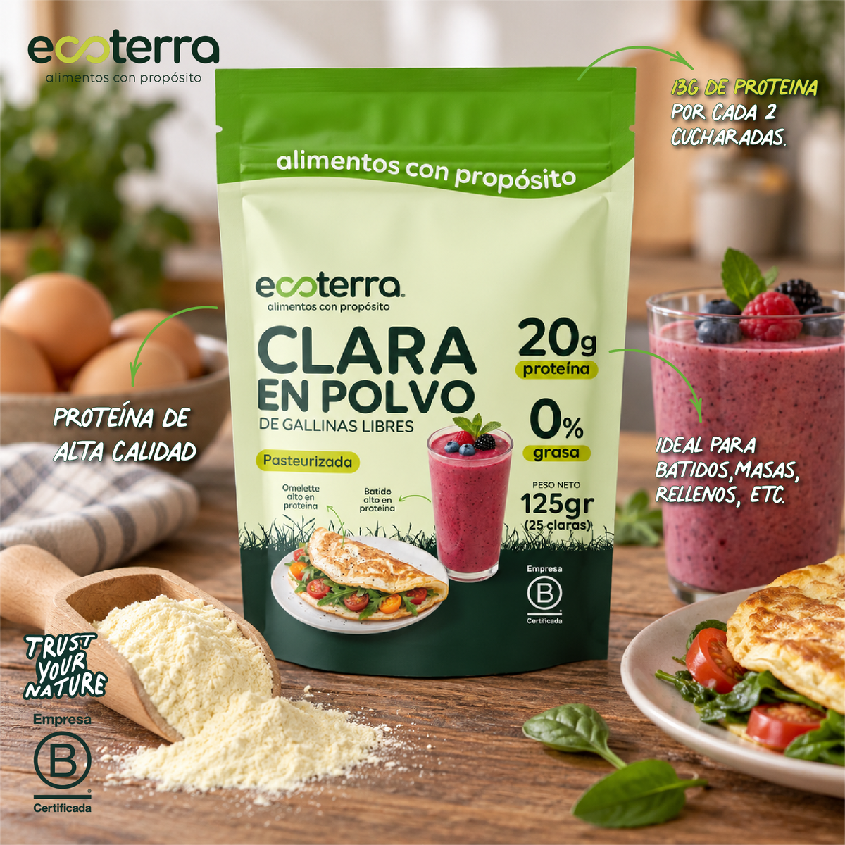125 gr - Clara Ecoterra de Huevo en polvo pasteurizada