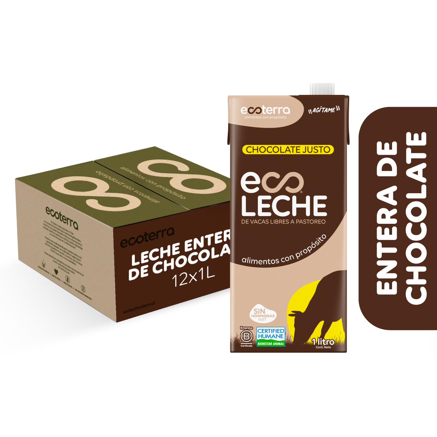 Caja de EcoLeche Chocolate 1 Lt x 12 und Ecoterra