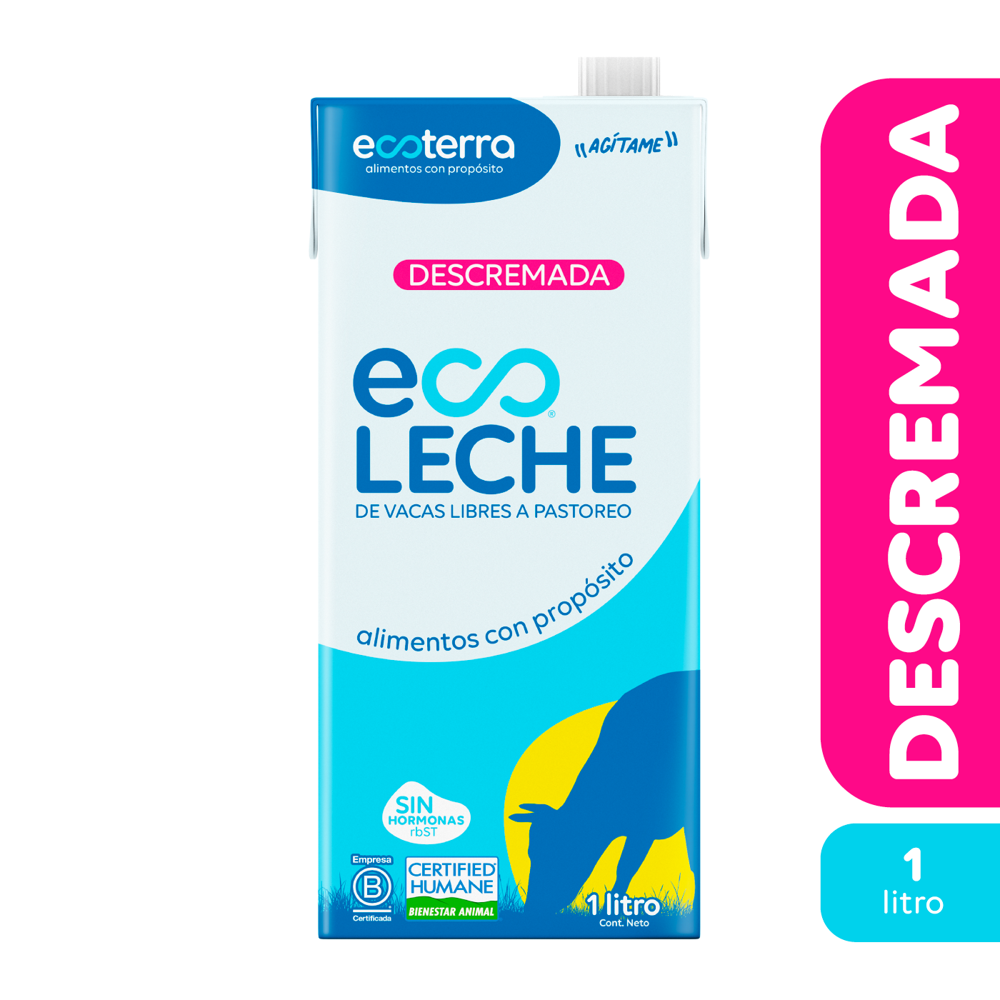 Caja de EcoLeche Descremada 12x 1Lt Ecoterra