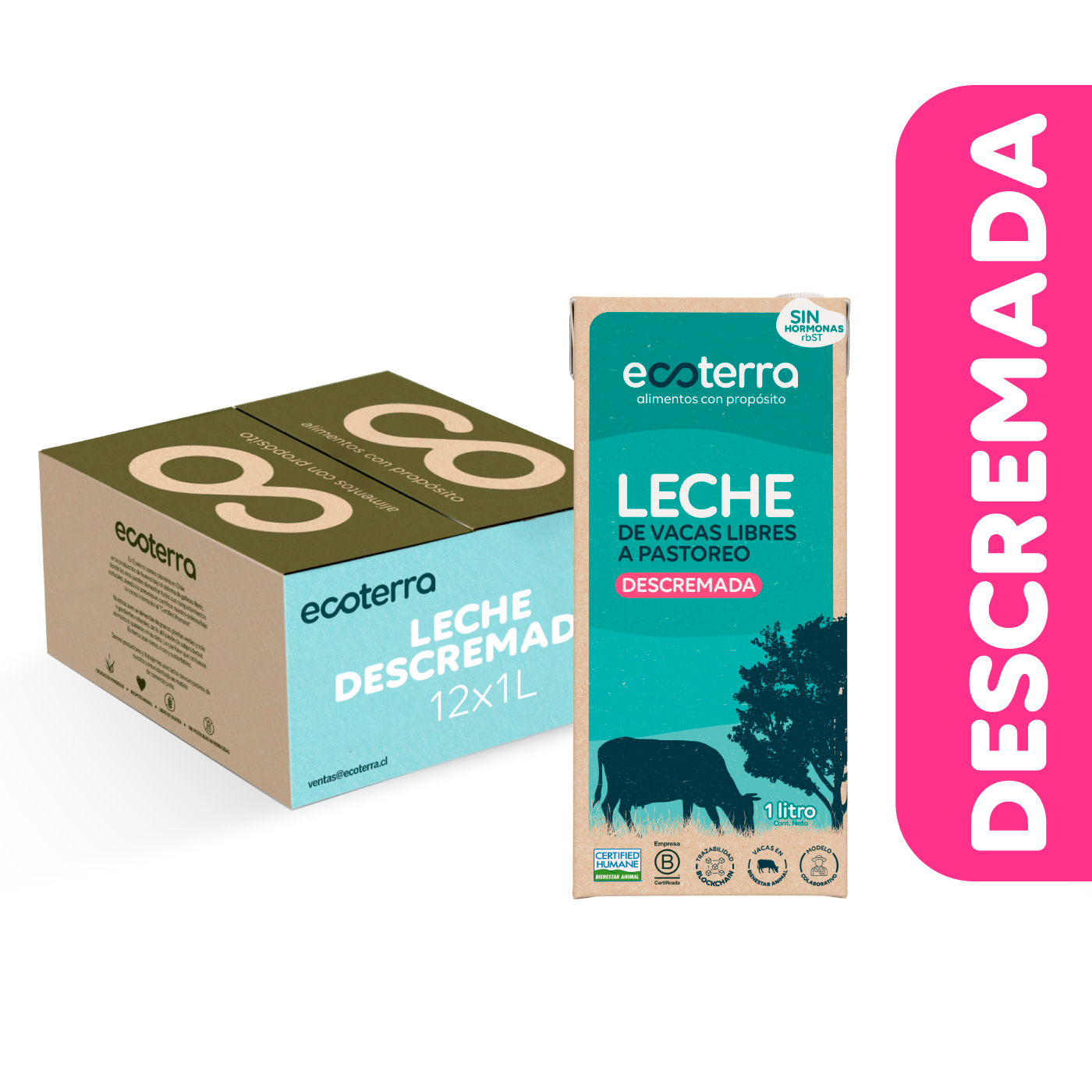 Caja 12 Litros - Leche Descremada Ecoterra