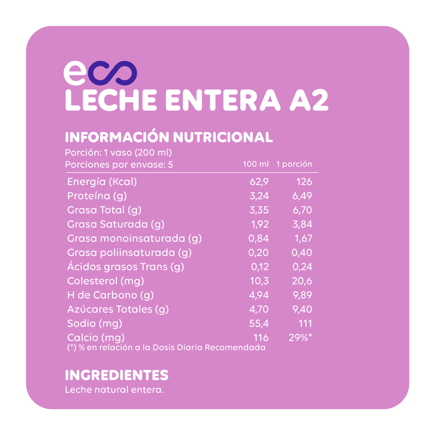 Caja de EcoLeche Entera A2 12 X 1 Lt Ecoterra