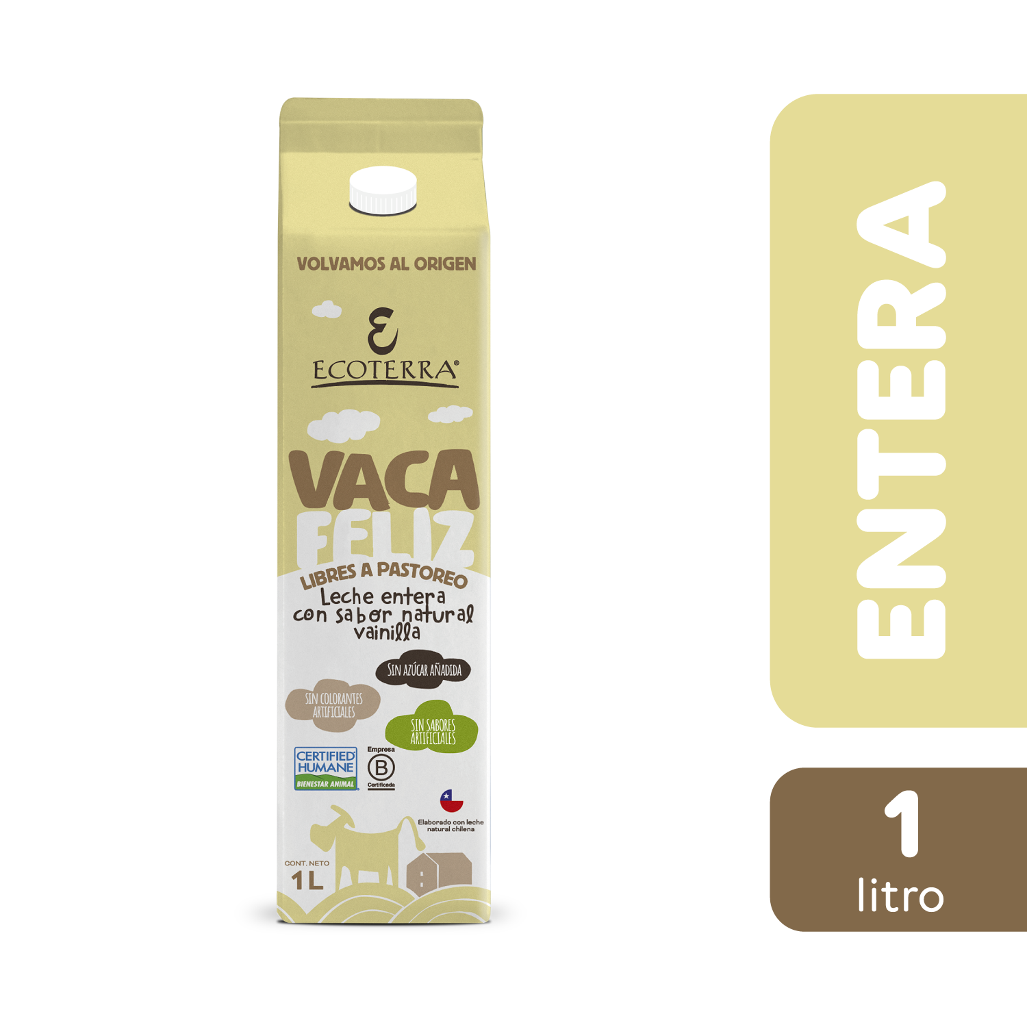 Leche Vaca Feliz Vainilla 1 lt Ecoterra