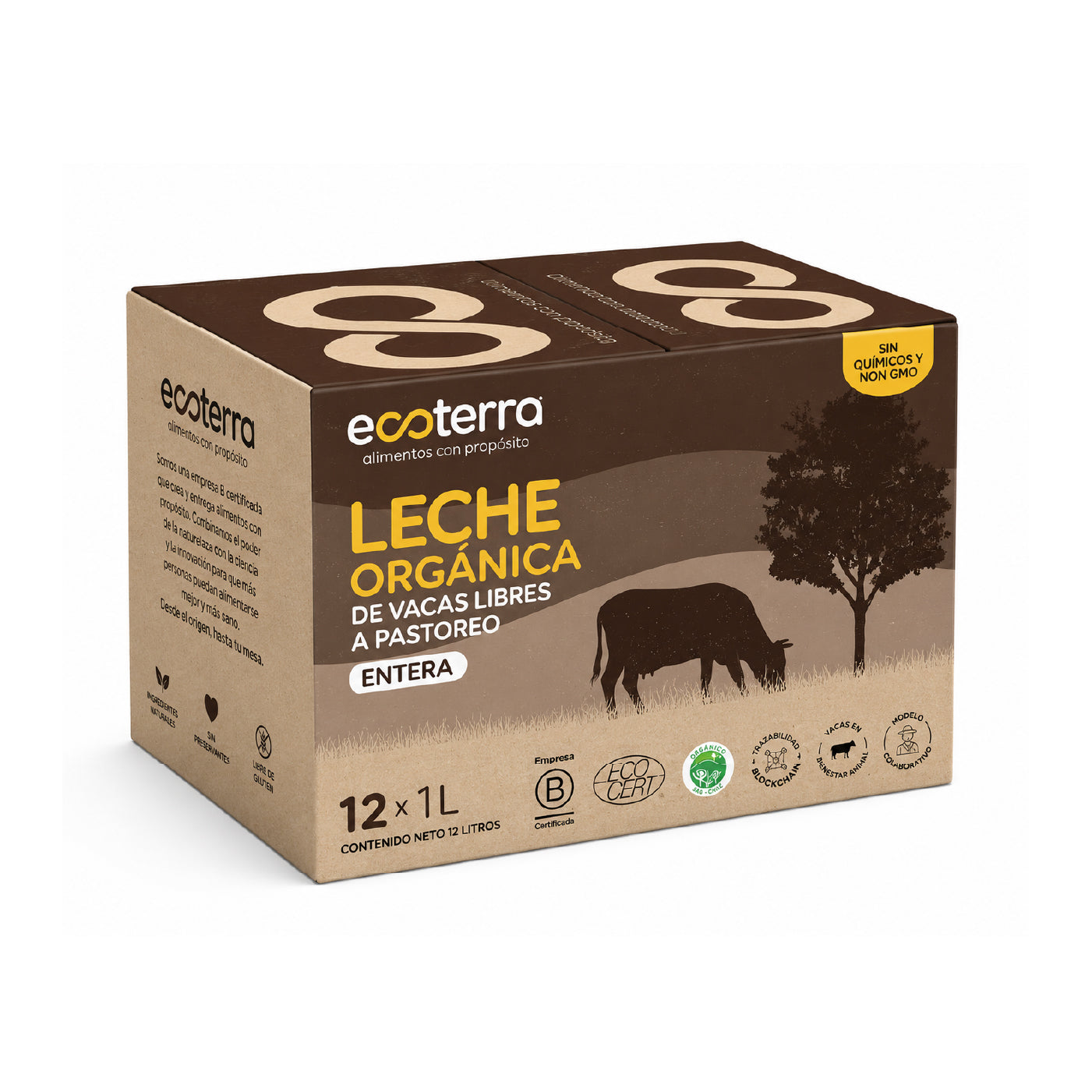Caja 12 Lt - Leche Orgánica Ecoterra