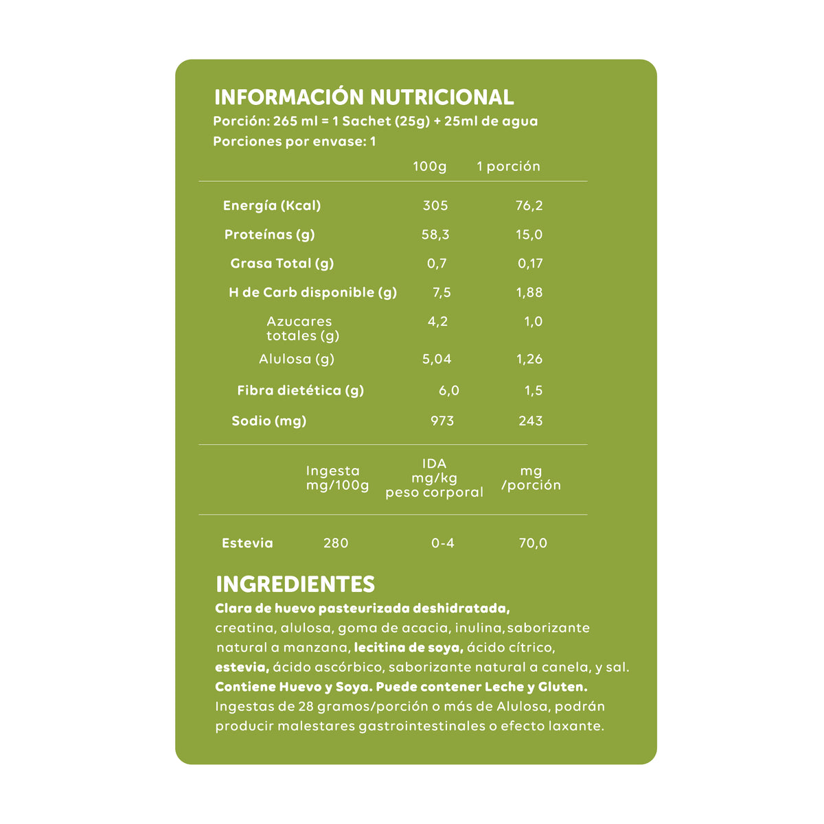 Protein Shot Manzana Canela con Creatina 25 g - Boost de Proteína Ecoterra