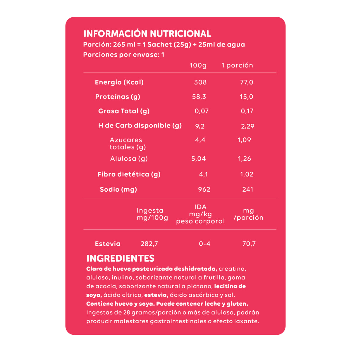 Protein Shot Frutilla Plátano 25 g con Creatina - Boost de Proteína Ecoterra