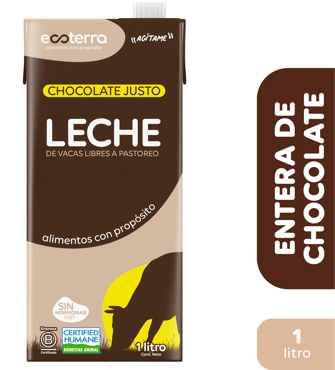 1 Lt - Leche Entera Cacao Ecoterra