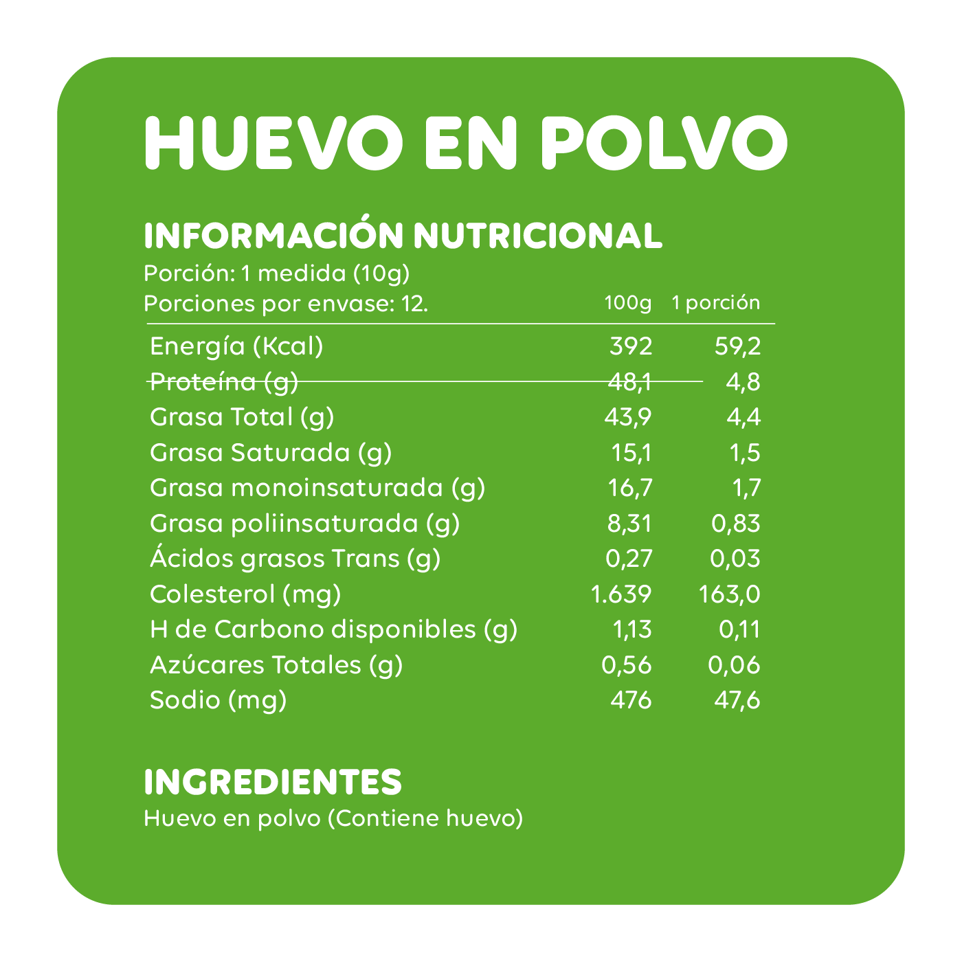 125 gr - Huevo en polvo pasteurizado Ecoterra