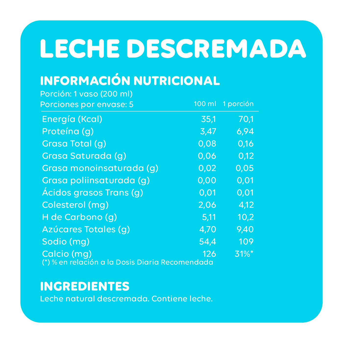 1 Lt - Leche Descremada Ecoterra