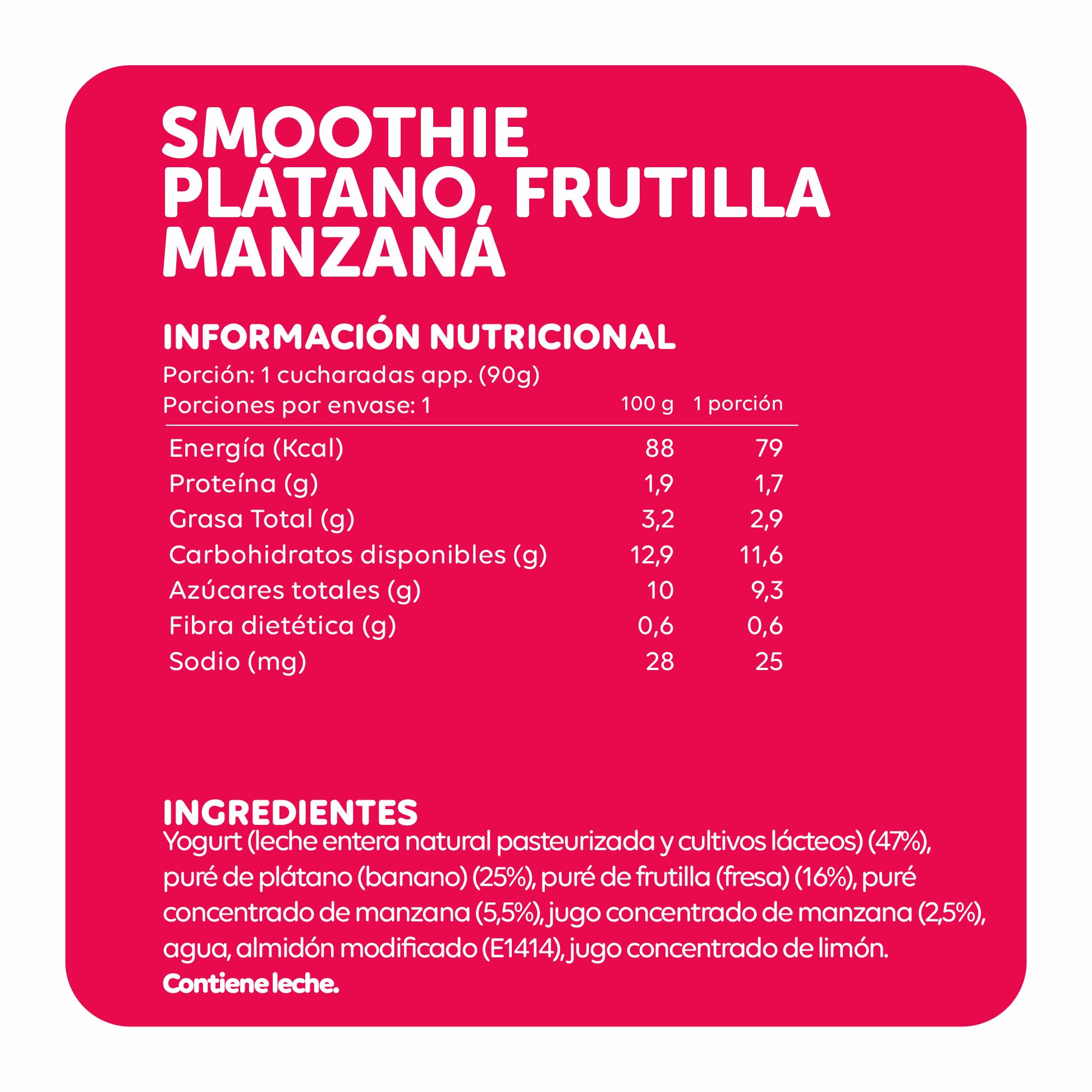 90grs Smoothie - Yoghurt, Plátano y Fresa