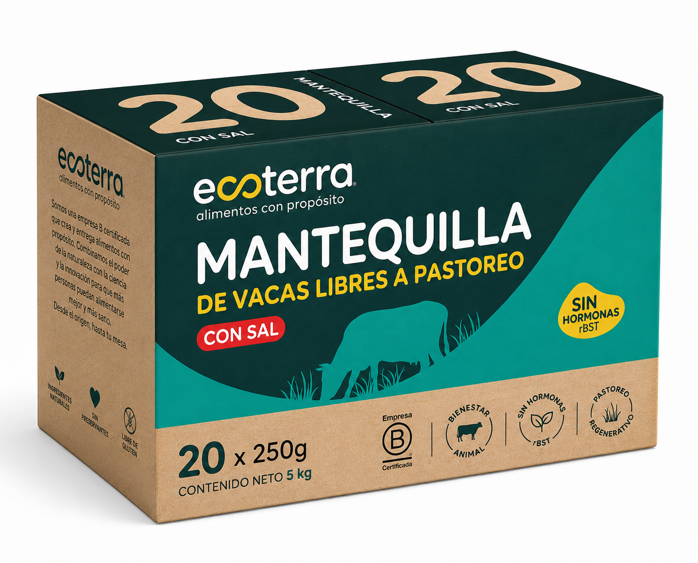 Caja 20 unidades - 250 gr - Mantequilla con Sal Ecoterra