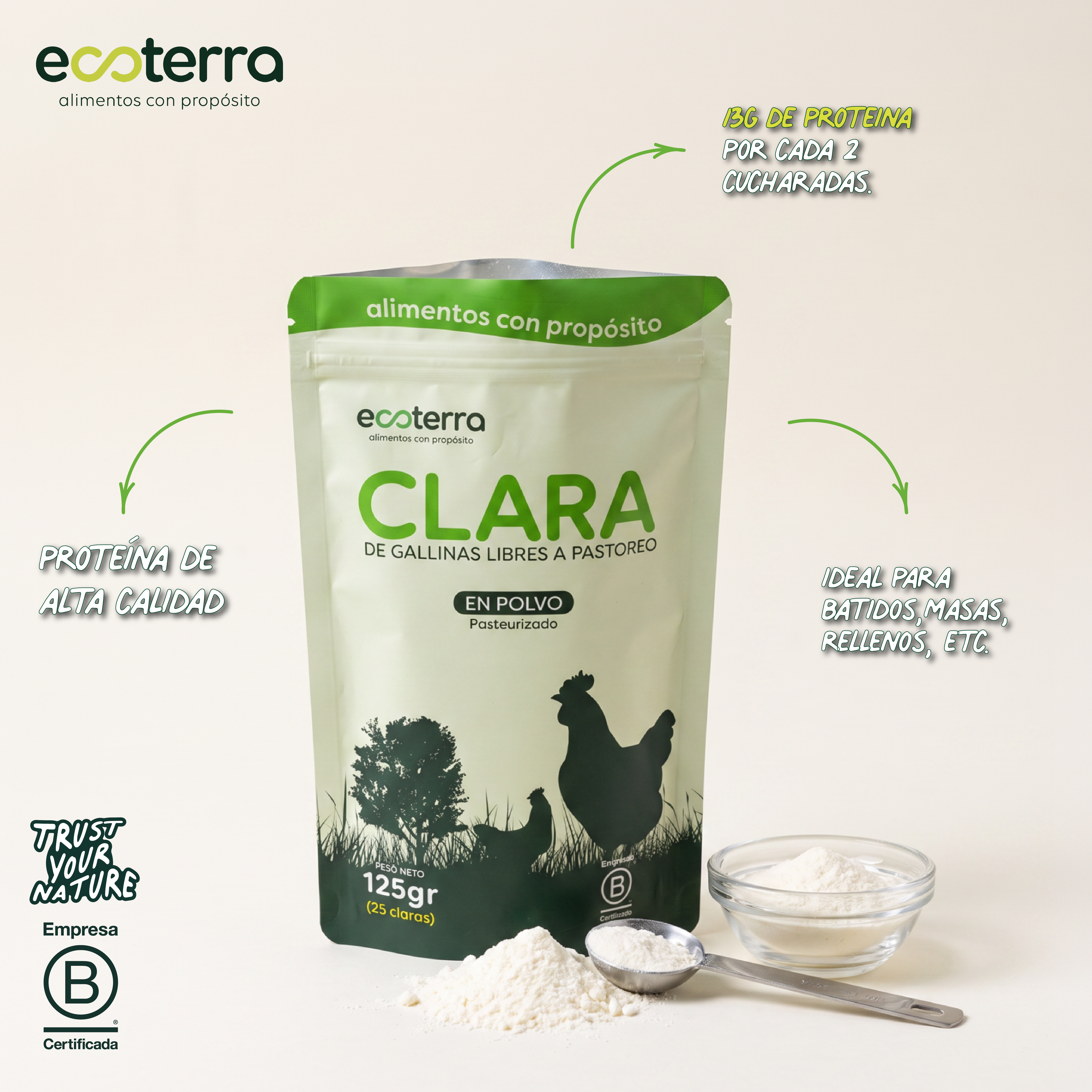 125 gr - Clara Ecoterra de Huevo en polvo pasteurizada