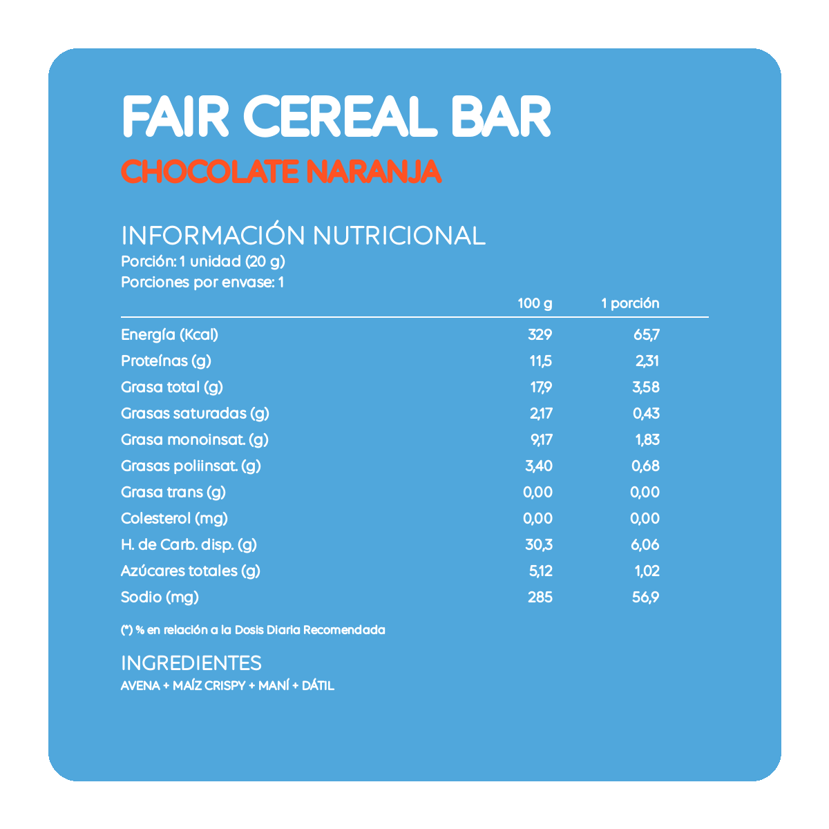 Barra Probiótica Cacao Naranja 20 g - Ecoterra