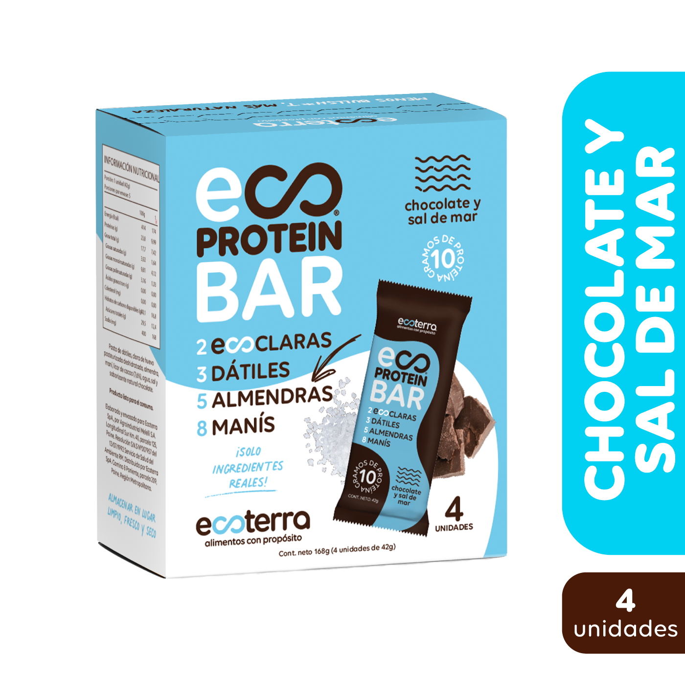 4 unidades - Protein Bar Chocolate Sal de Mar