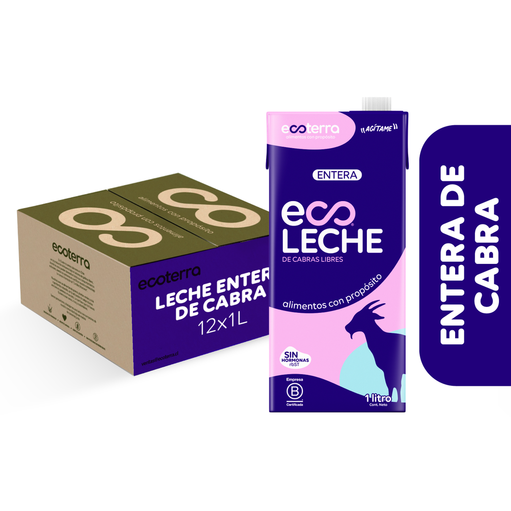 Leche Entera de Cabra Las Hualtatas - Caja de 12 Unidades. 