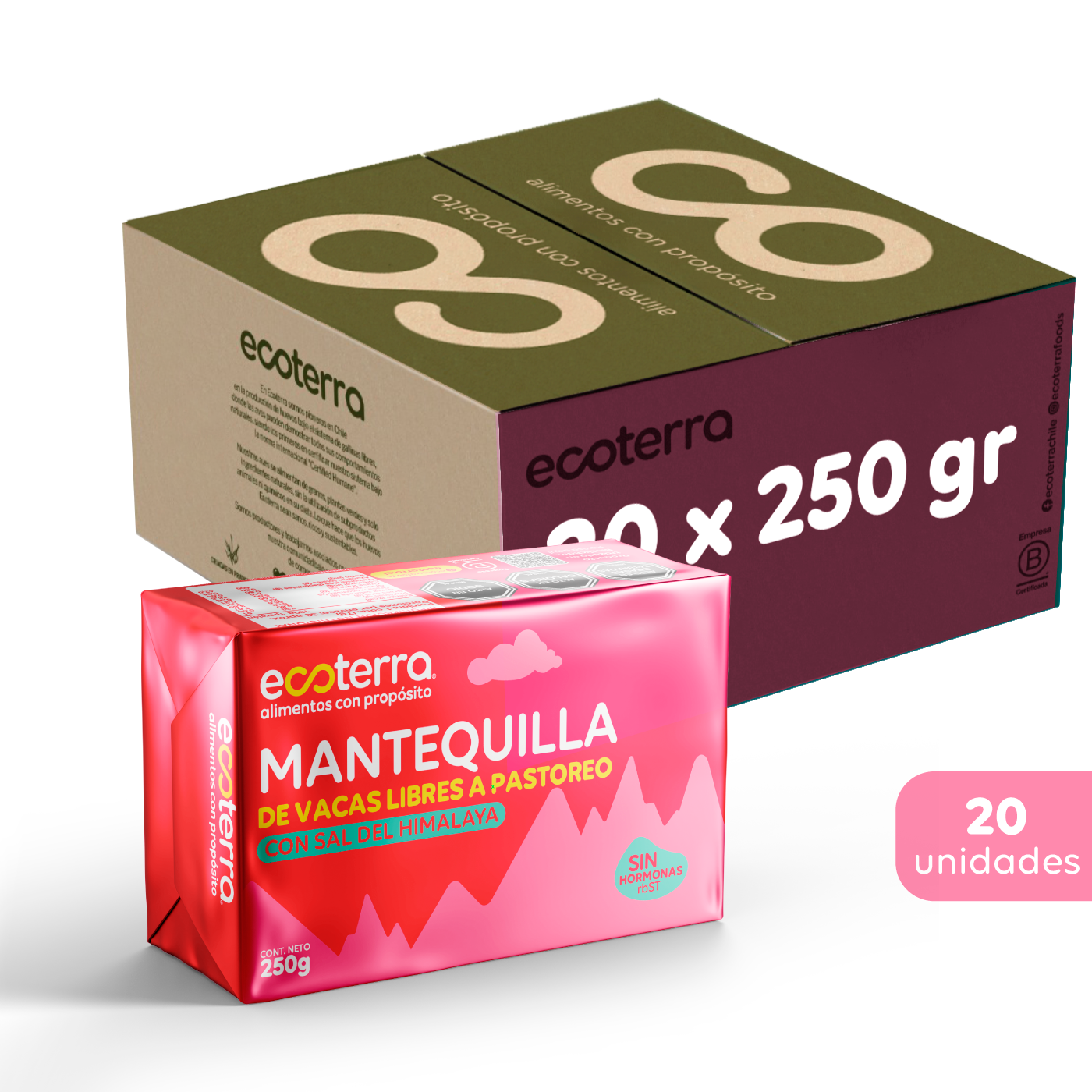 Caja 20 unidades - 250 gr - Mantequilla con Sal del Himalaya Ecoterra