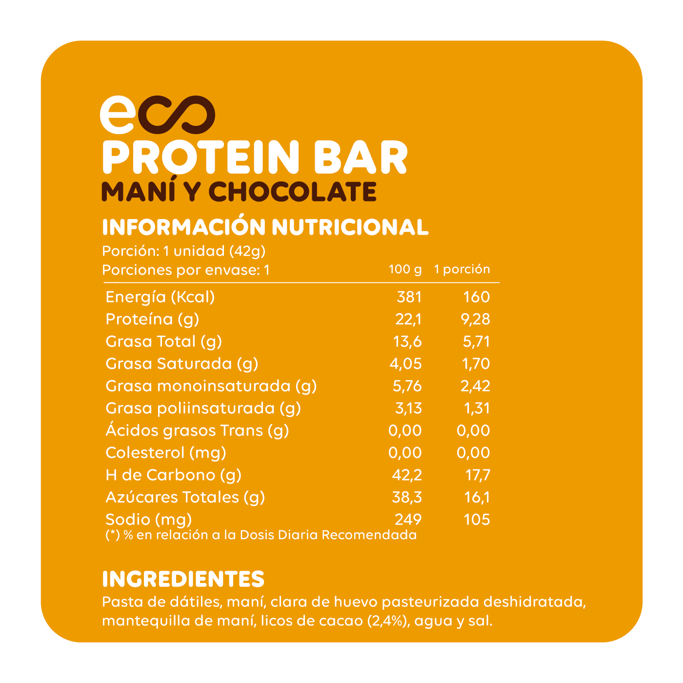 4 unidades - Protein Bar Maní y Chocolate