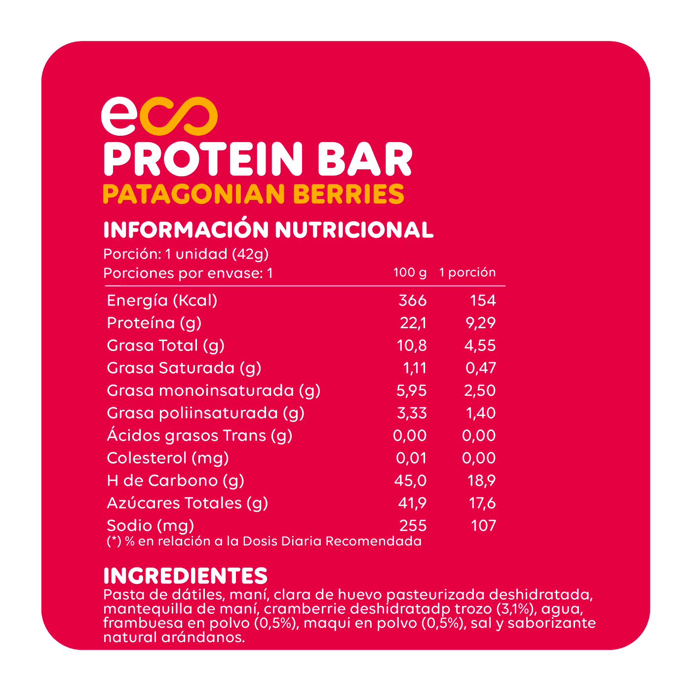 4 unidades - Protein Bar Patagonian Berries