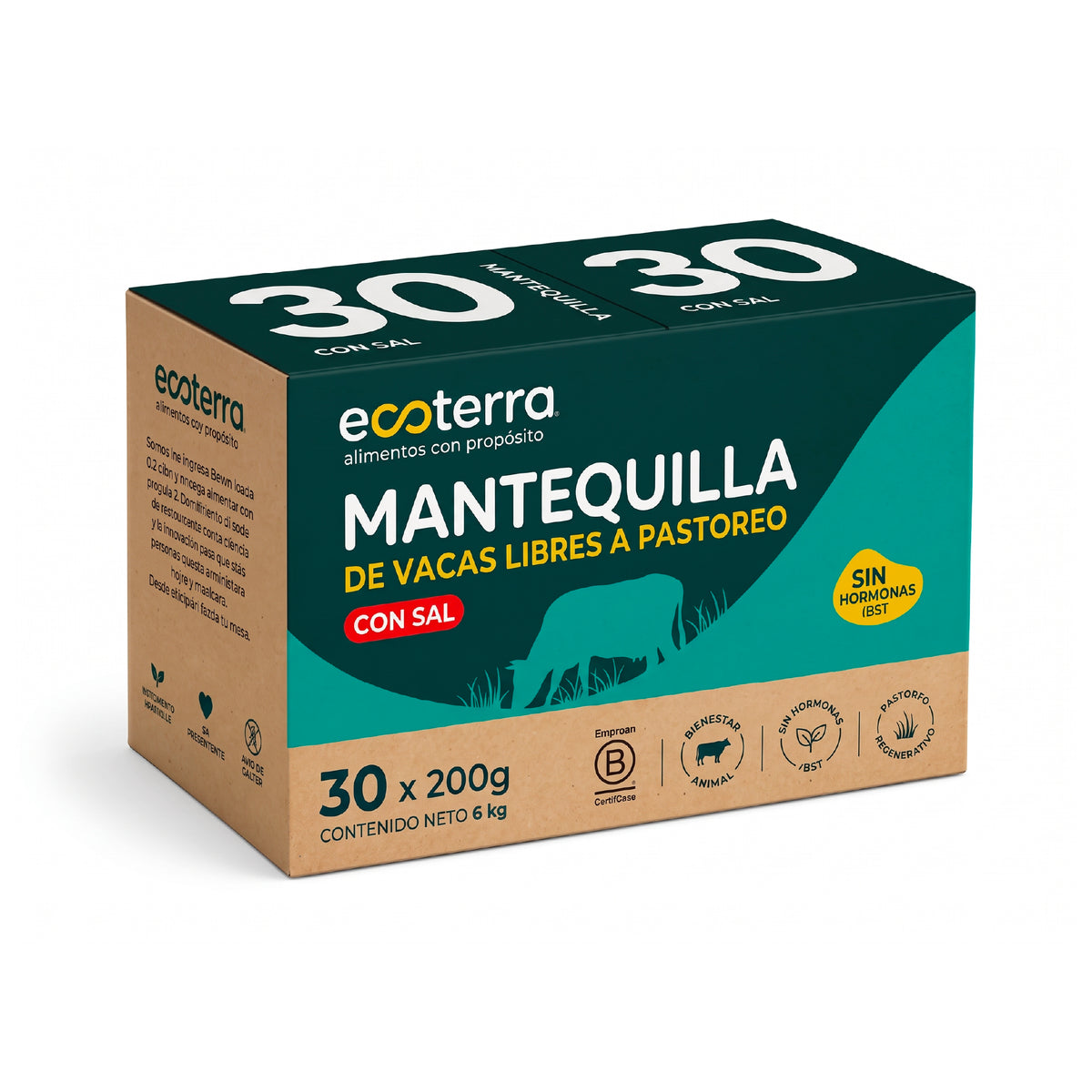 Caja 30 unidades - 200 gr - Mantequilla con Sal Ecoterra