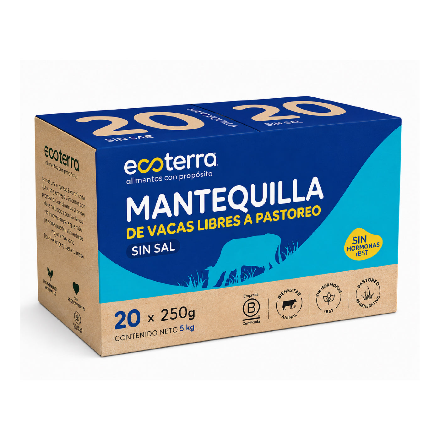 Caja 20 unidades - 250 gr - Mantequilla sin Sal Ecoterra