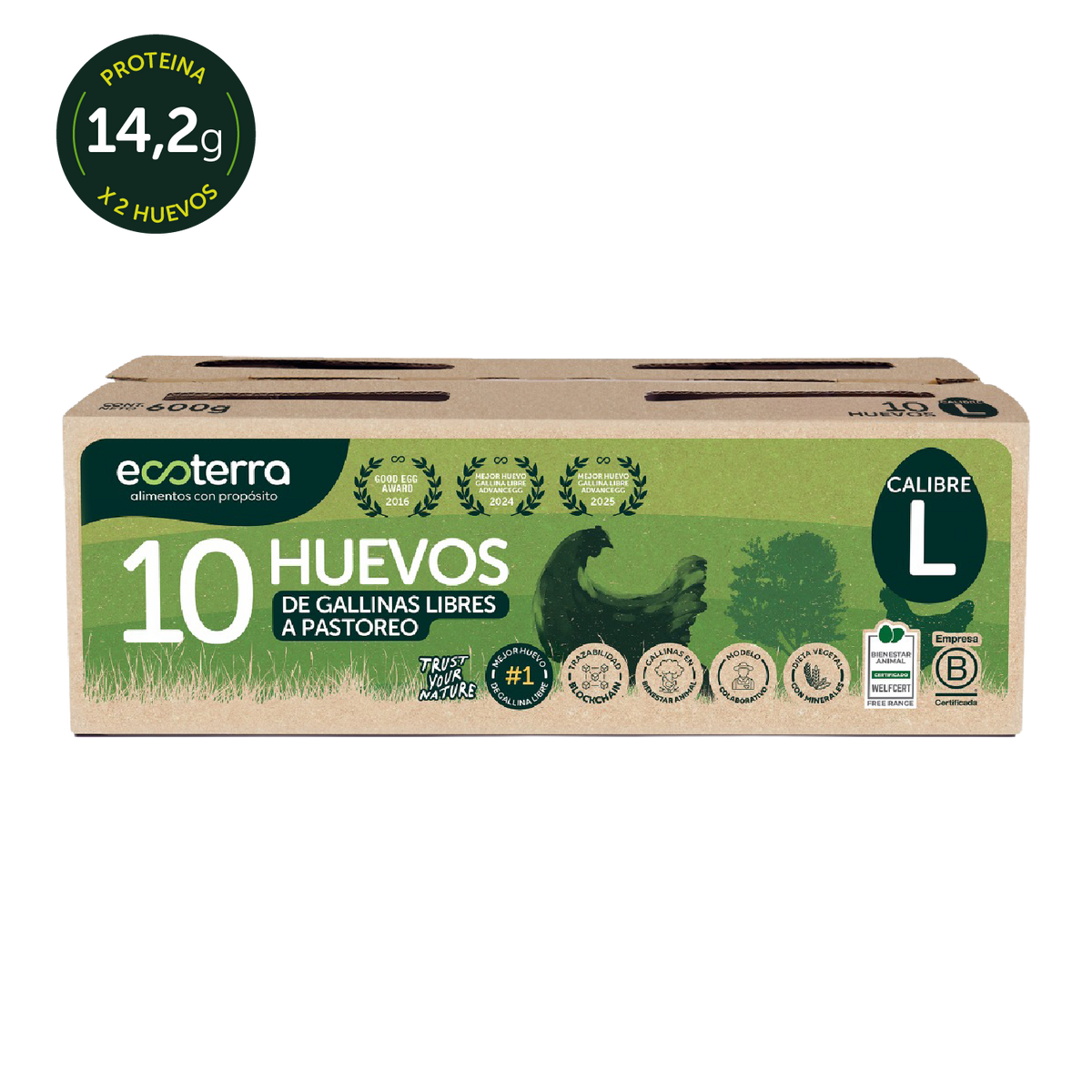 10 Huevos de Gallinas Libres a Pastoreo Ecoterra