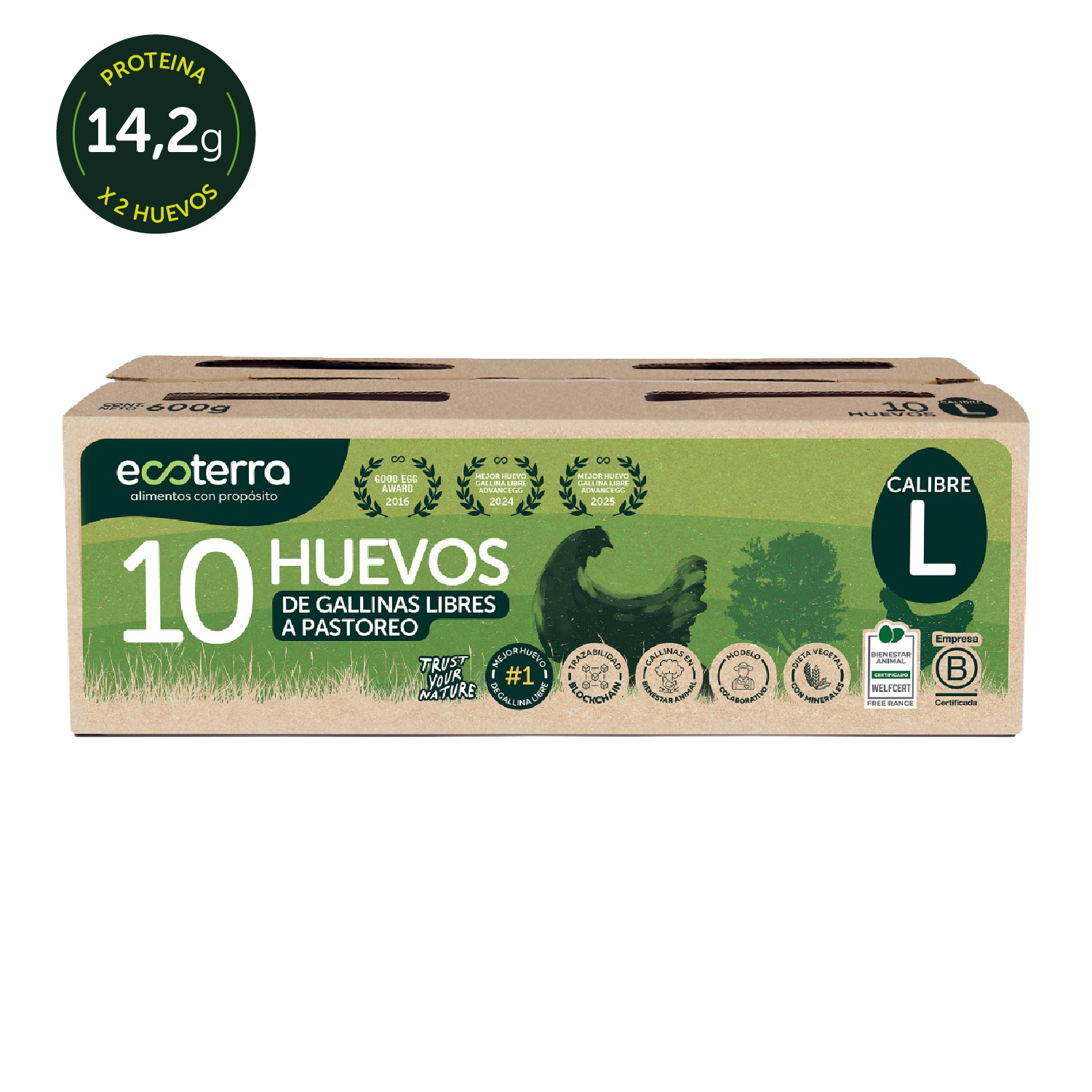 10 Huevos de Gallinas Libres a Pastoreo Ecoterra