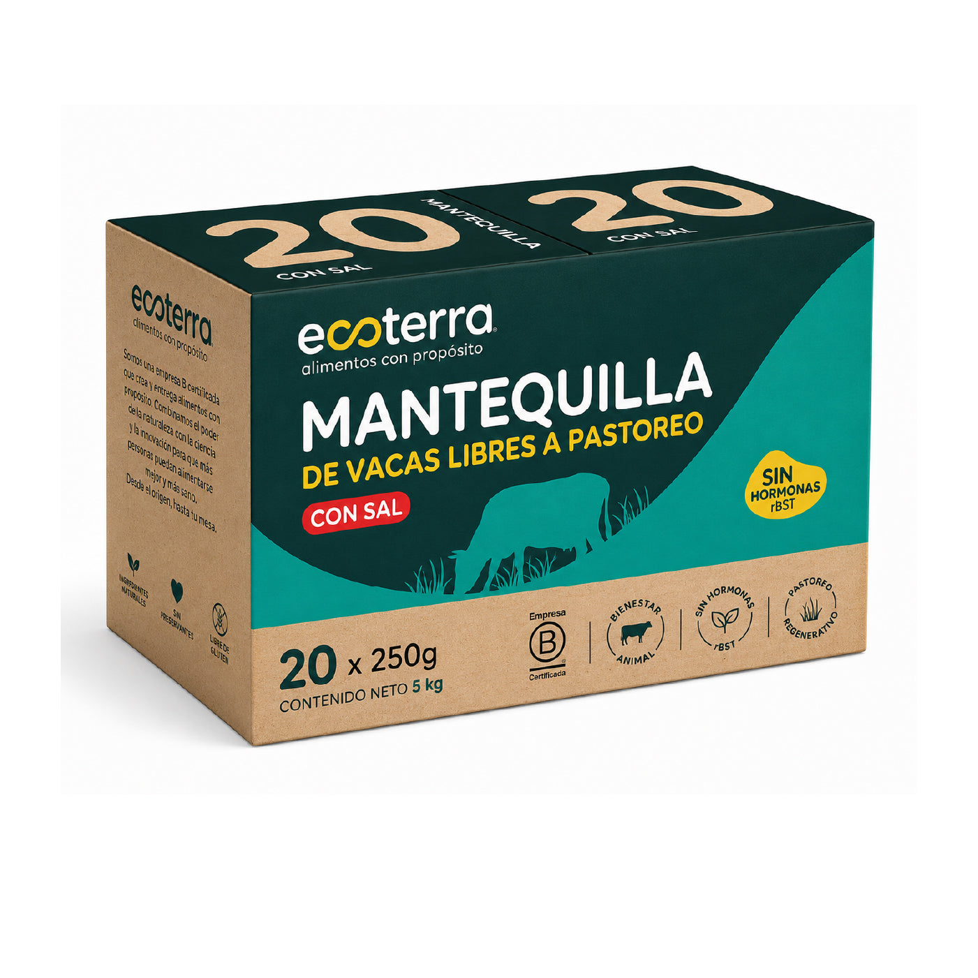 Caja 20 unidades - 250 gr - Mantequilla con Sal Ecoterra