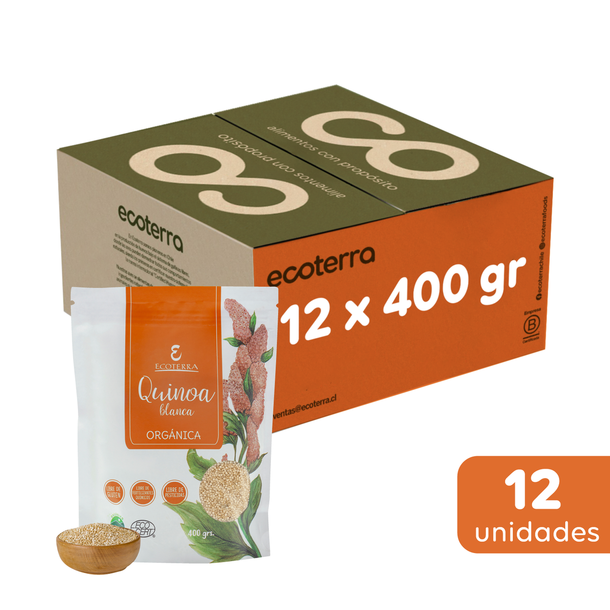 Caja de Quinoa Orgánica 12x 400 gr Ecoterra