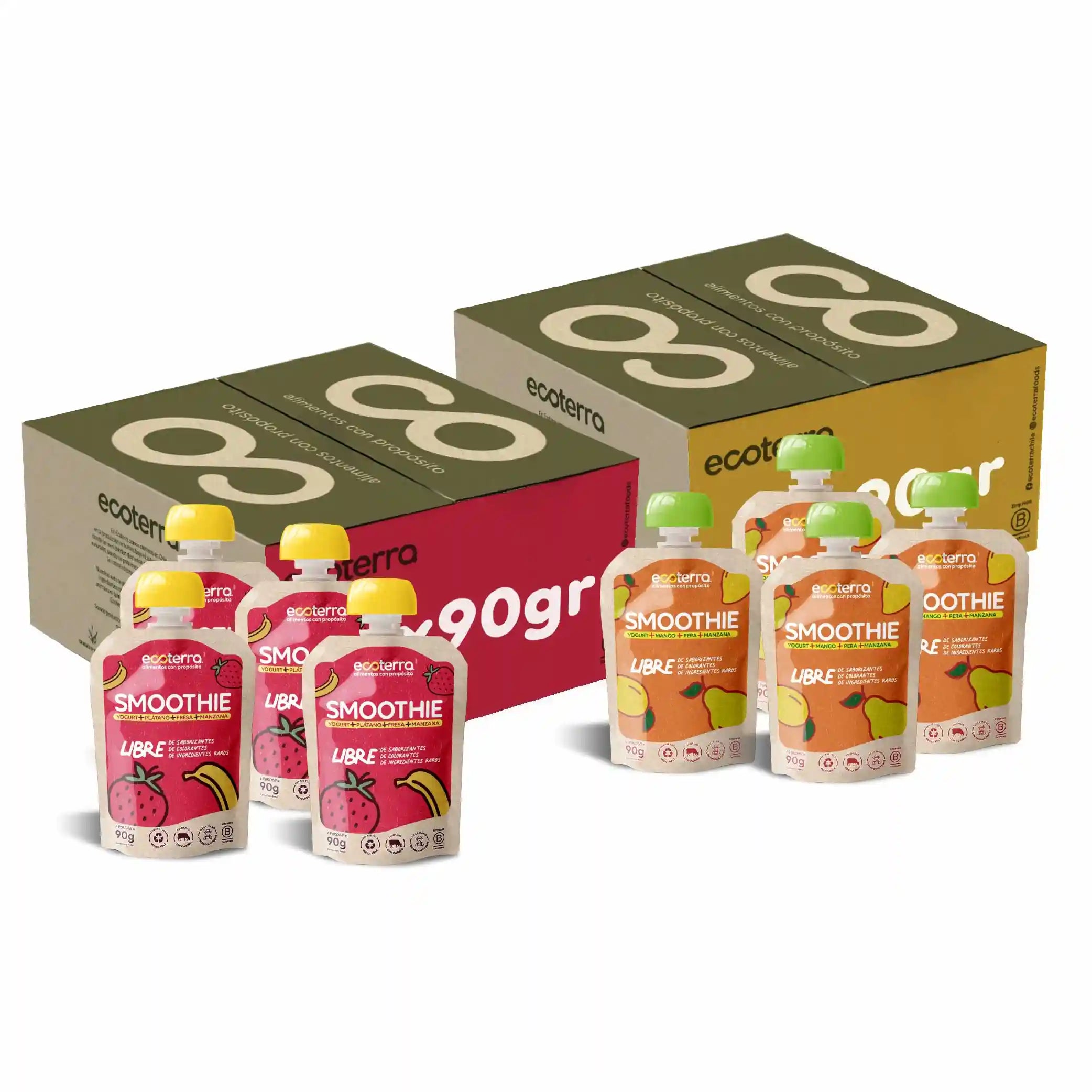 Pack de smoothies Ecoterra, Frutilla,banana, mango y pera