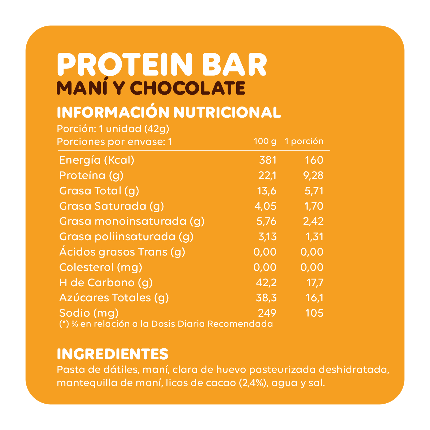 4 unidades - Protein Bar Maní y Chocolate