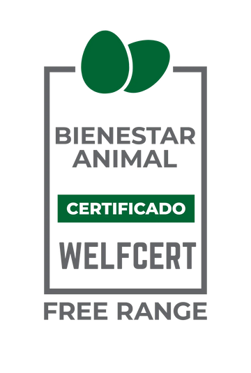 Sello de certificación de bienestar animal Welfcert Free Range para gallinas y vacas libres de pastoreo de Ecoterra