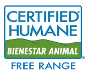 Sello Certified Humane de bienestar animal Free Range para gallinas y vacas de libre pastoreo de Ecoterra
