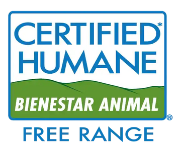 Sello Certified Humane de bienestar animal Free Range para gallinas y vacas de libre pastoreo de Ecoterra
