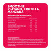 Tabla de informacion nutricional e ingredientes del smoothie ecoterra de yogurt platano frutilla y manzana en pouch de 90g con leche natural pasteurizada