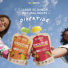 Niños disfrutando smoothies ecoterra de fruta natural y yogurt en pouch de 90g  libres de colorantes y saborizantes artificiales