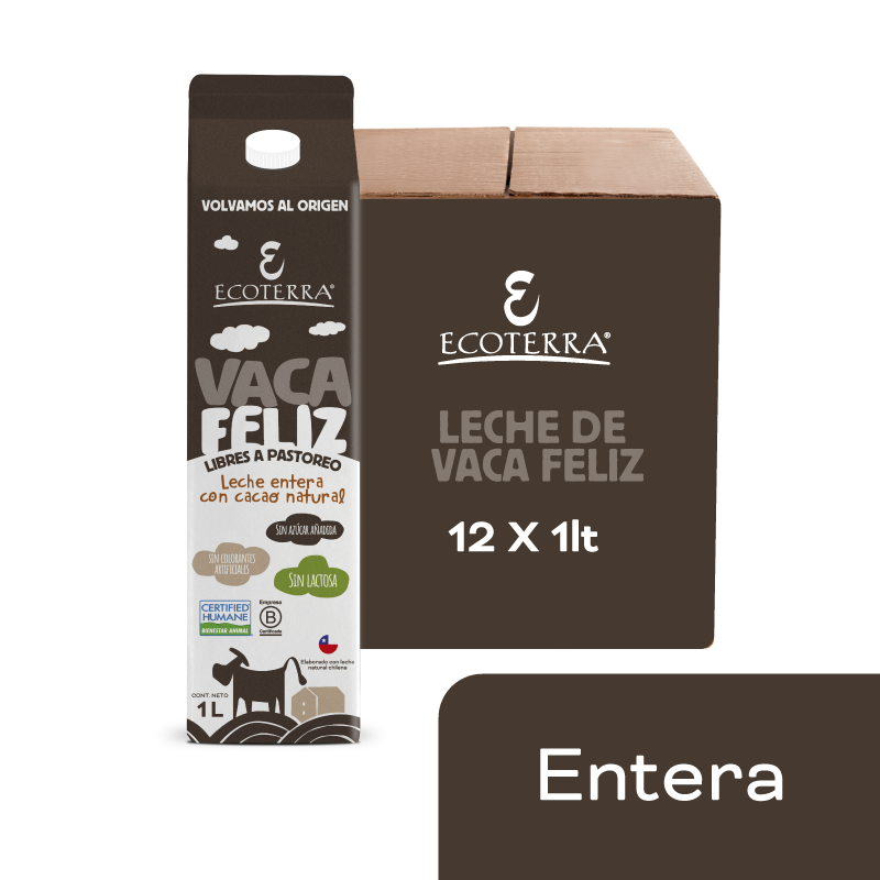 Caja de Leche Vaca Feliz Cacao 12x 1Lt Ecoterra