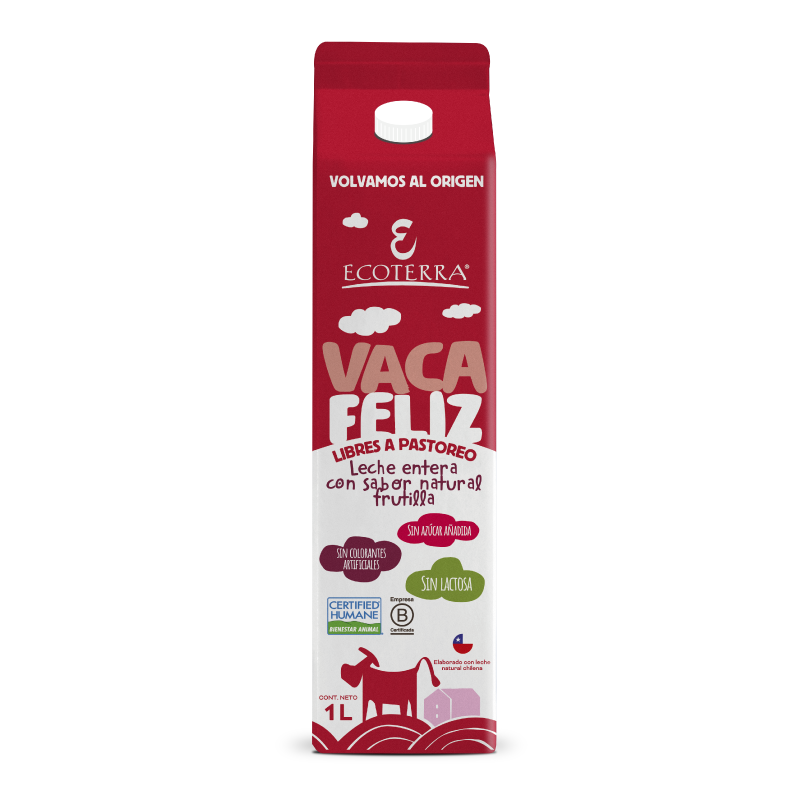 Leche Vaca Feliz Frutilla 1 lt Ecoterra